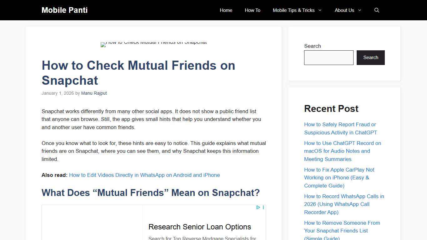 How to Check Mutual Friends on Snapchat - Mobile Panti